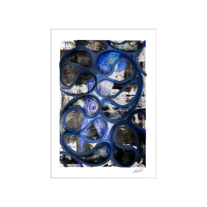 South Street Seaport Squid, by Robert Santore ©2020. Framed, hand painted artist proof monoprint, watercolor and gouache on the finest archival hot press cotton rag paper with hand torn edges. Available as a limited edition giclée.