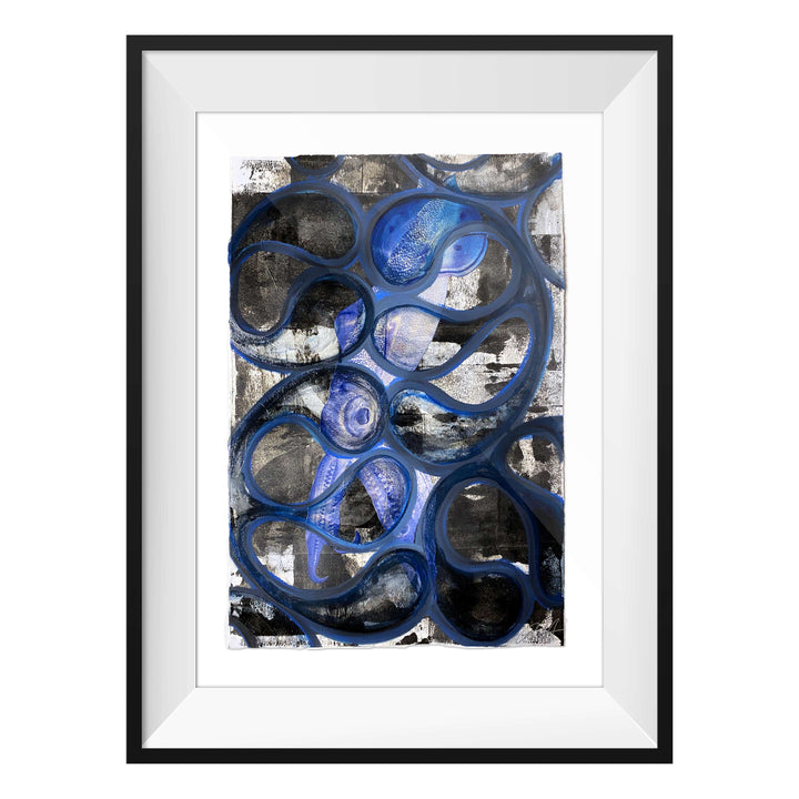 South Street Seaport Squid, by Robert Santore ©2020. Framed, hand painted artist proof monoprint, watercolor and gouache on the finest archival hot press cotton rag paper with hand torn edges. Available as a limited edition giclée.