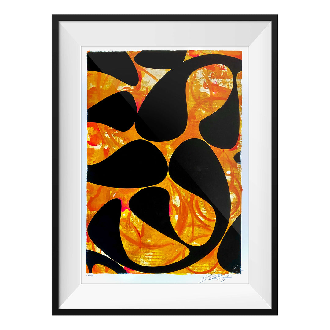 Super Freak No.1, by Robert Santore ©2020. Framed, hand painted artist proof monoprint, watercolor and gouache on the finest archival hot press cotton rag paper with hand torn edges. Available as a limited edition giclée.