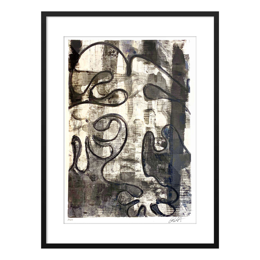 Tavarua Kava Dancer No.1, by Robert Santore ©2020. Framed, hand painted artist proof monoprint, watercolor and gouache on the finest archival hot press cotton rag paper with hand torn edges. Available as a limited edition giclée.