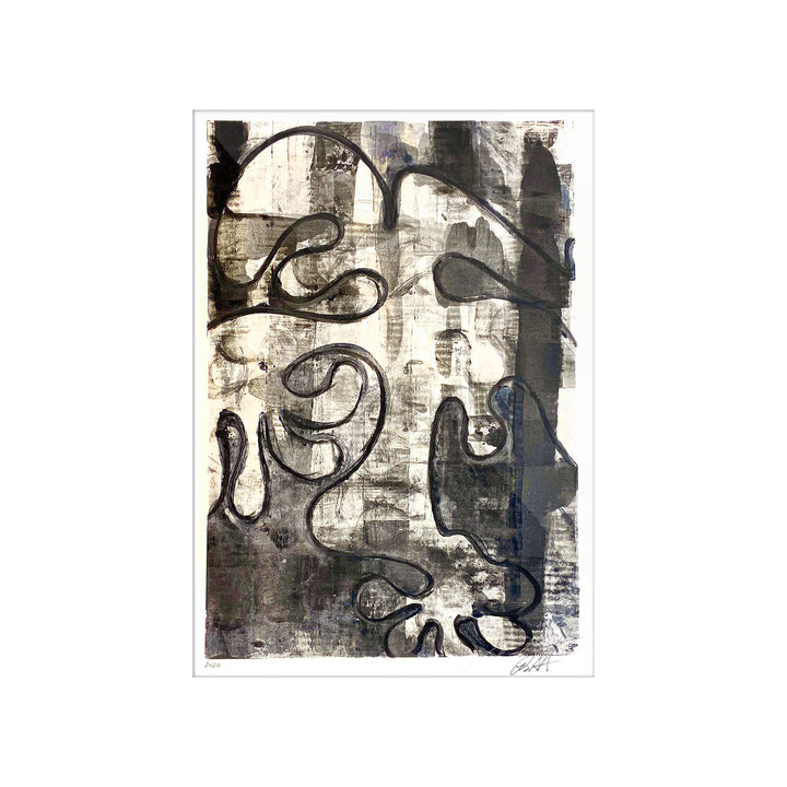 Tavarua Kava Dancer No.1, by Robert Santore ©2020. Framed, hand painted artist proof monoprint, watercolor and gouache on the finest archival hot press cotton rag paper with hand torn edges. Available as a limited edition giclée.