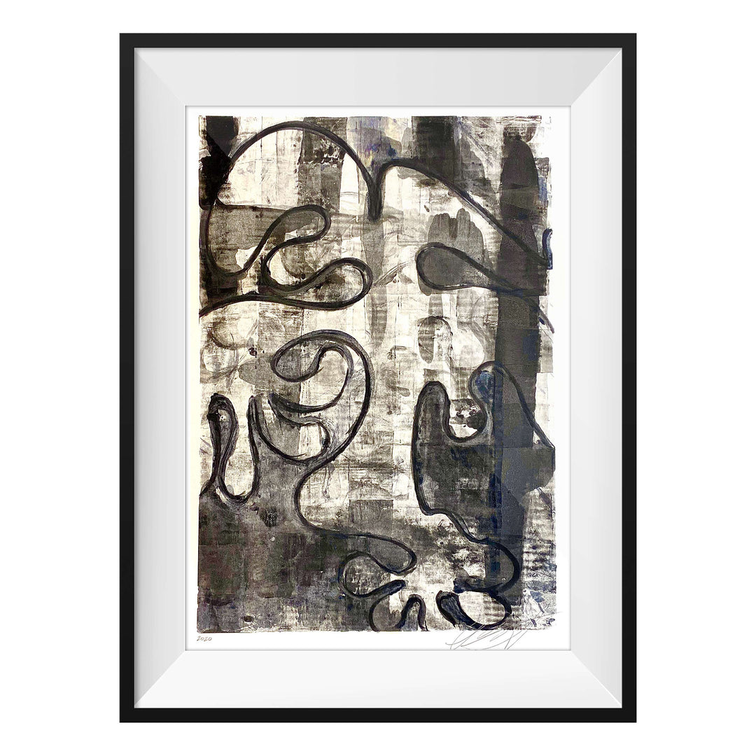 Tavarua Kava Dancer No.1, by Robert Santore ©2020. Framed, hand painted artist proof monoprint, watercolor and gouache on the finest archival hot press cotton rag paper with hand torn edges. Available as a limited edition giclée.