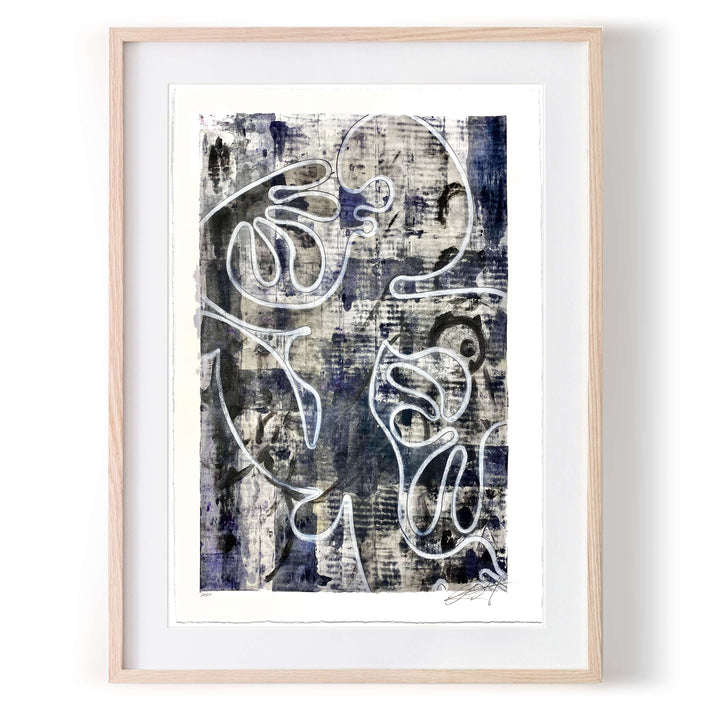 Tavarua Kava Surfer Chief Druku No.1, by Robert Santore ©2020. Framed, hand painted artist proof monoprint, watercolor and gouache on the finest archival hot press cotton rag paper with hand torn edges. Available as a limited edition giclée