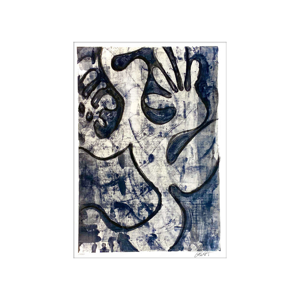 Tavarua Kava Dancer No.4, by Robert Santore ©2020. Framed, hand painted artist proof monoprint, watercolor and gouache on the finest archival hot press cotton rag paper with hand torn edges. Available as a limited edition giclée.
