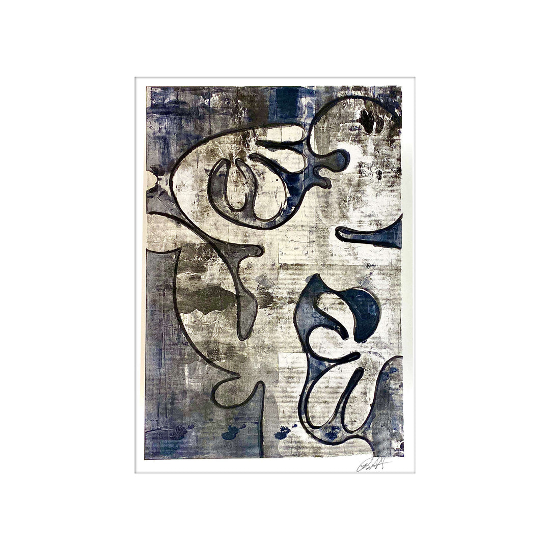 Tavarua Kava Dancer No.2, by Robert Santore ©2020. Framed, hand painted artist proof monoprint, watercolor and gouache on the finest archival hot press cotton rag paper with hand torn edges. Available as a limited edition giclée.