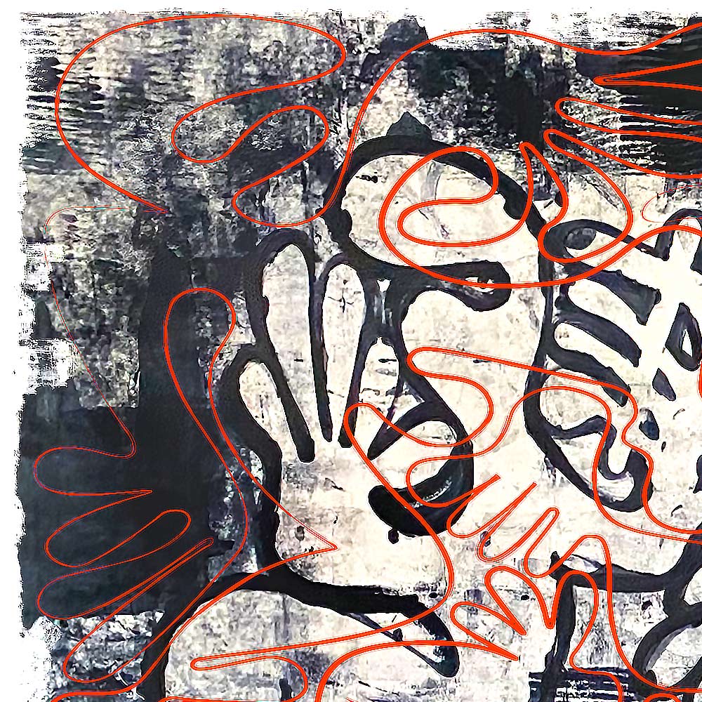 "Tavarua Kava Ghosts: Detail" 2019© by Robert Santore | Hand painted limited edition mono-print on the finest archival hot press cotton rag paper with hand torn edges. Each one is slightly different and is an original on it's own. First painted in 2019 in the Texas studio ending in January of 2021.