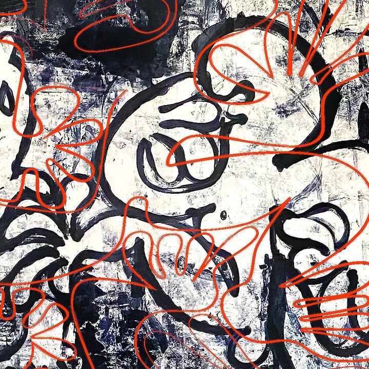 "Tavarua Kava Ghosts: Detail" 2019© by Robert Santore | Hand painted limited edition mono-print on the finest archival hot press cotton rag paper with hand torn edges. Each one is slightly different and is an original on it's own. First painted in 2019 in the Texas studio ending in January of 2021.