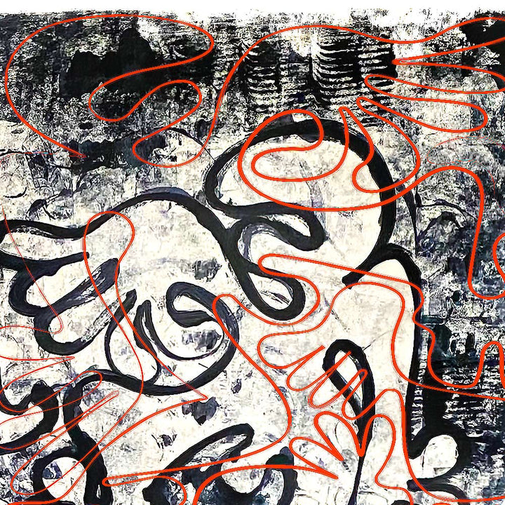 "Tavarua Kava Ghosts: Detail" 2019© by Robert Santore | Hand painted limited edition mono-print on the finest archival hot press cotton rag paper with hand torn edges. Each one is slightly different and is an original on it's own. First painted in 2019 in the Texas studio ending in January of 2021.