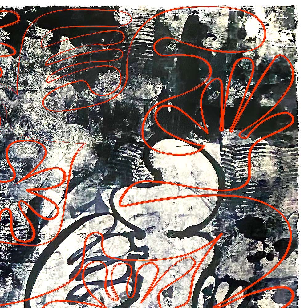 "Tavarua Kava Ghosts: Detail" 2019© by Robert Santore | Hand painted limited edition mono-print on the finest archival hot press cotton rag paper with hand torn edges. Each one is slightly different and is an original on it's own. First painted in 2019 in the Texas studio ending in January of 2021.