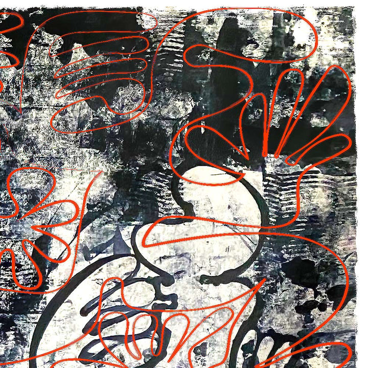 "Tavarua Kava Ghosts: Detail" 2019© by Robert Santore | Hand painted limited edition mono-print on the finest archival hot press cotton rag paper with hand torn edges. Each one is slightly different and is an original on it's own. First painted in 2019 in the Texas studio ending in January of 2021.