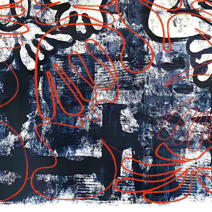 "Tavarua Kava Ghosts: Detail" 2019© by Robert Santore | Hand painted limited edition mono-print on the finest archival hot press cotton rag paper with hand torn edges. Each one is slightly different and is an original on it's own. First painted in 2019 in the Texas studio ending in January of 2021.