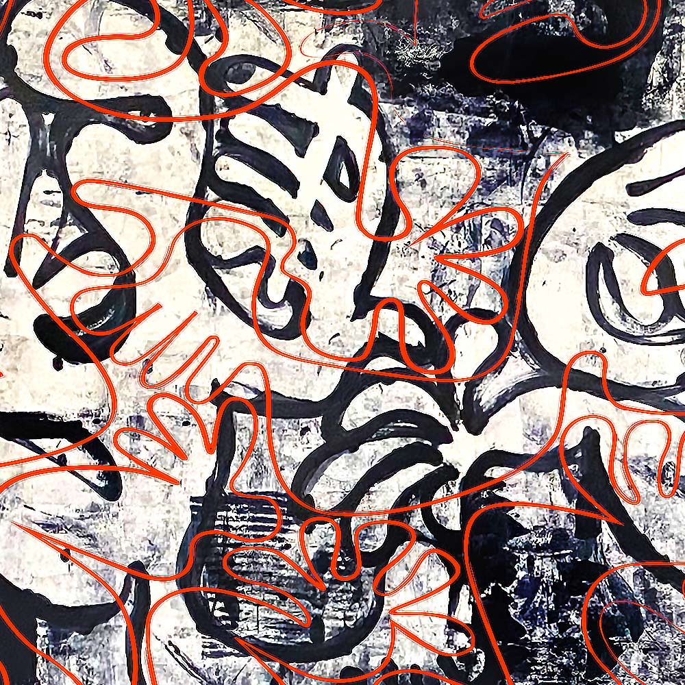 "Tavarua Kava Ghosts: Detail" 2019© by Robert Santore | Hand painted limited edition mono-print on the finest archival hot press cotton rag paper with hand torn edges. Each one is slightly different and is an original on it's own. First painted in 2019 in the Texas studio ending in January of 2021.