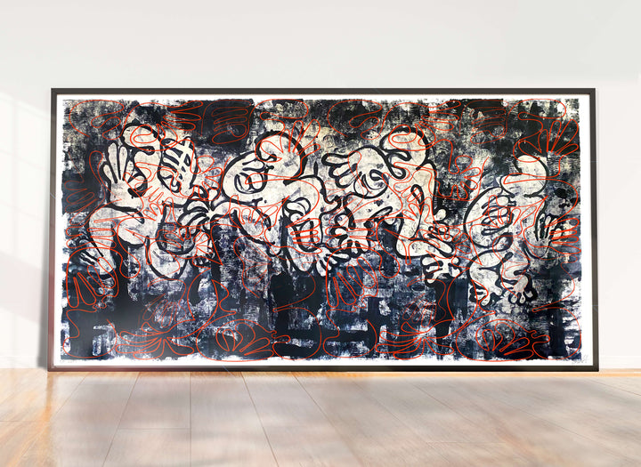 "Tavarua Kava Ghosts" 2019© by Robert Santore | Hand painted limited edition mono-print on the finest archival hot press cotton rag paper with hand torn edges. Each one is slightly different and is an original on it's own. First painted in 2019 in the Texas studio ending in January of 2021.