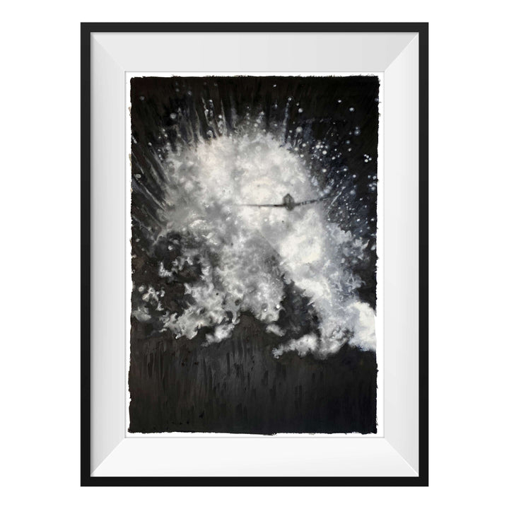 Hand painted study for larger studio work. Oil stick and oil on the finest archival hot press cotton rag arches oil paper with hand torn edges. Painted in the Texas studio.