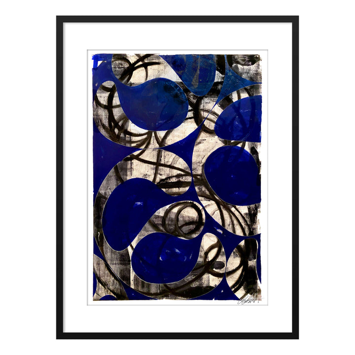 Covid Blues No.1, by Robert Santore ©2020. Framed, hand painted artist proof monoprint, watercolor and gouache on the finest archival hot press cotton rag paper with hand torn edges. Available as a limited edition giclée.