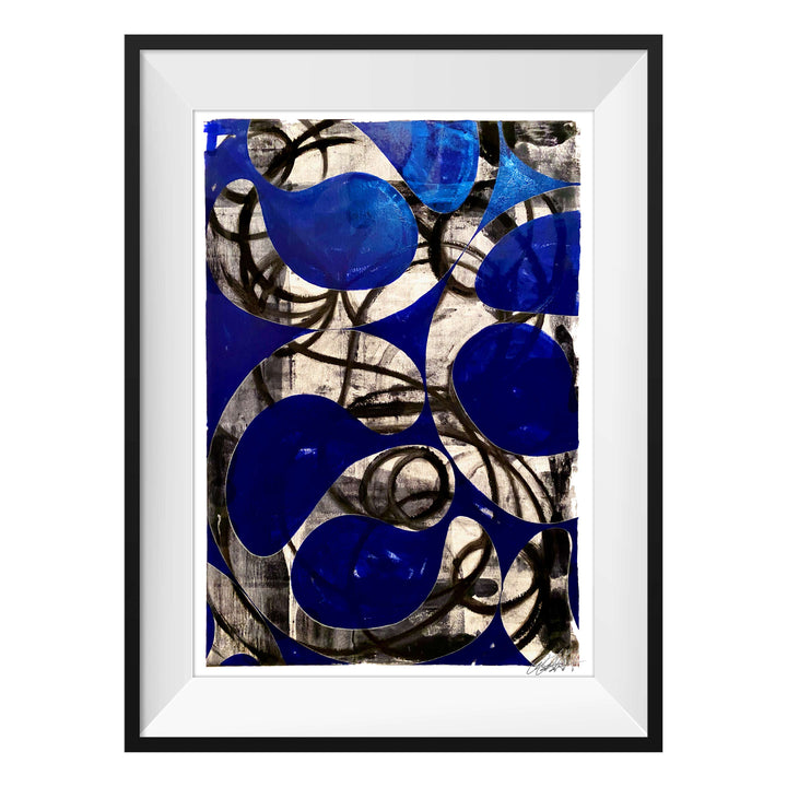 Covid Blues No.1, by Robert Santore ©2020. Framed, hand painted artist proof monoprint, watercolor and gouache on the finest archival hot press cotton rag paper with hand torn edges. Available as a limited edition giclée.