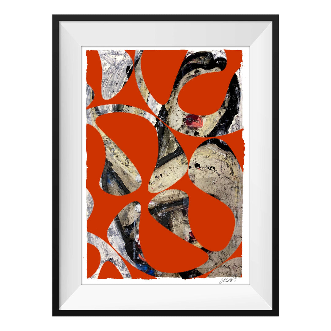 Manhattan COVID Nude No 5 V5, by Robert Santore ©2020. Framed & unframed, hand painted artist proof monoprint, watercolor and gouache on the finest archival hot press cotton rag paper with hand torn edges. Available as a limited edition giclée