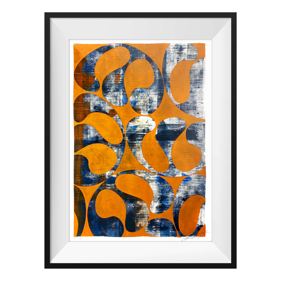 Jellyfish Study Burnt Orange No1 by Robert Santore ©2020. Framed & unframed, hand painted artist proof monoprint, watercolor and gouache on the finest archival hot press cotton rag paper with hand torn edges. Available as a limited edition giclée