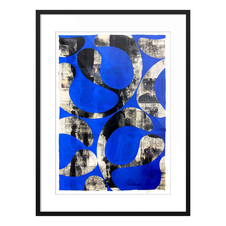 Jellyfish Study Cobalt Blue No2, by Robert Santore ©2020. Framed, hand painted artist proof monoprint, watercolor and gouache on the finest archival hot press cotton rag paper with hand torn edges. Available as a limited edition giclée.