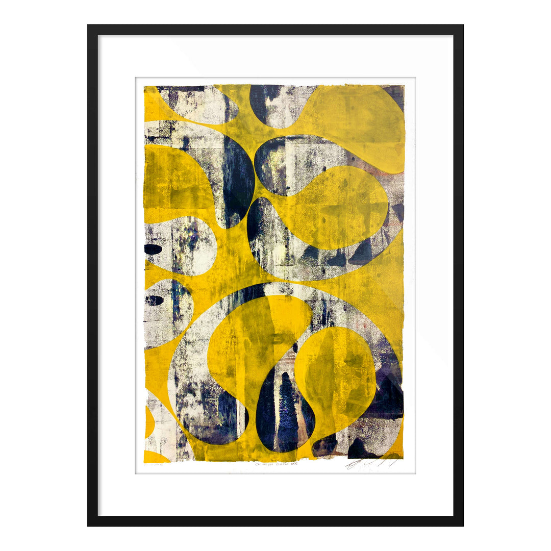 Jellyfish Study Yellow No1, by Robert Santore ©2020. Framed, hand painted artist proof monoprint, watercolor and gouache on the finest archival hot press cotton rag paper with hand torn edges. Available as a limited edition giclée.