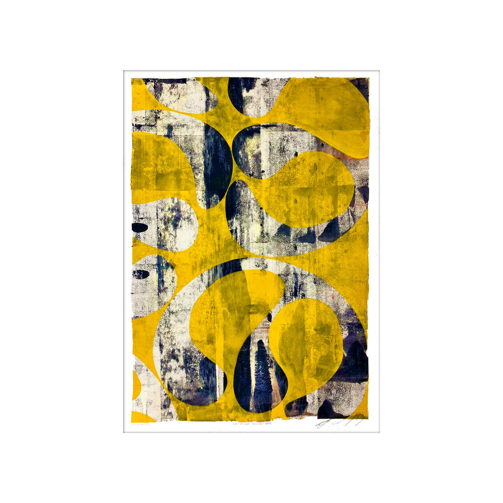Jellyfish Study Yellow No1, by Robert Santore ©2020. Framed, hand painted artist proof monoprint, watercolor and gouache on the finest archival hot press cotton rag paper with hand torn edges. Available as a limited edition giclée.