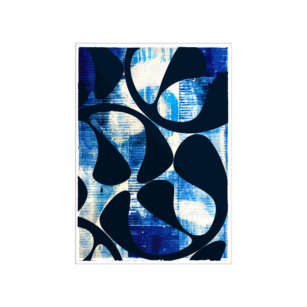 Ocean Blue No 2, by Robert Santore ©2020.  Unframed, hand painted artist proof monoprint, watercolor and gouache on the finest archival hot press cotton rag paper with hand torn edges. Available as a limited edition giclée.