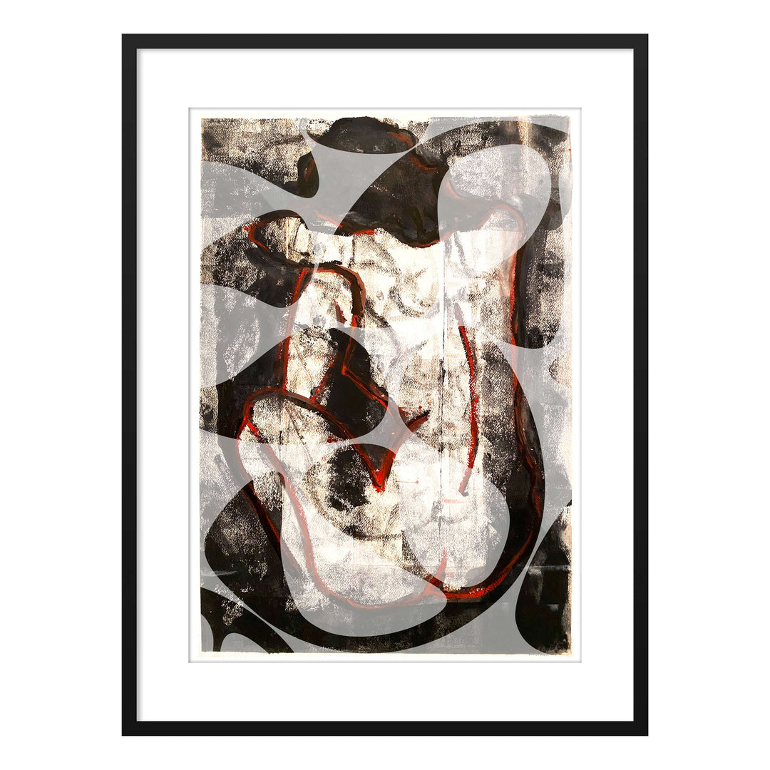 Manhattan COVID Nude No 1 V2, by Robert Santore ©2020. Framed & unframed, hand painted artist proof monoprint, watercolor and gouache on the finest archival hot press cotton rag paper with hand torn edges. Available as a limited edition giclée.