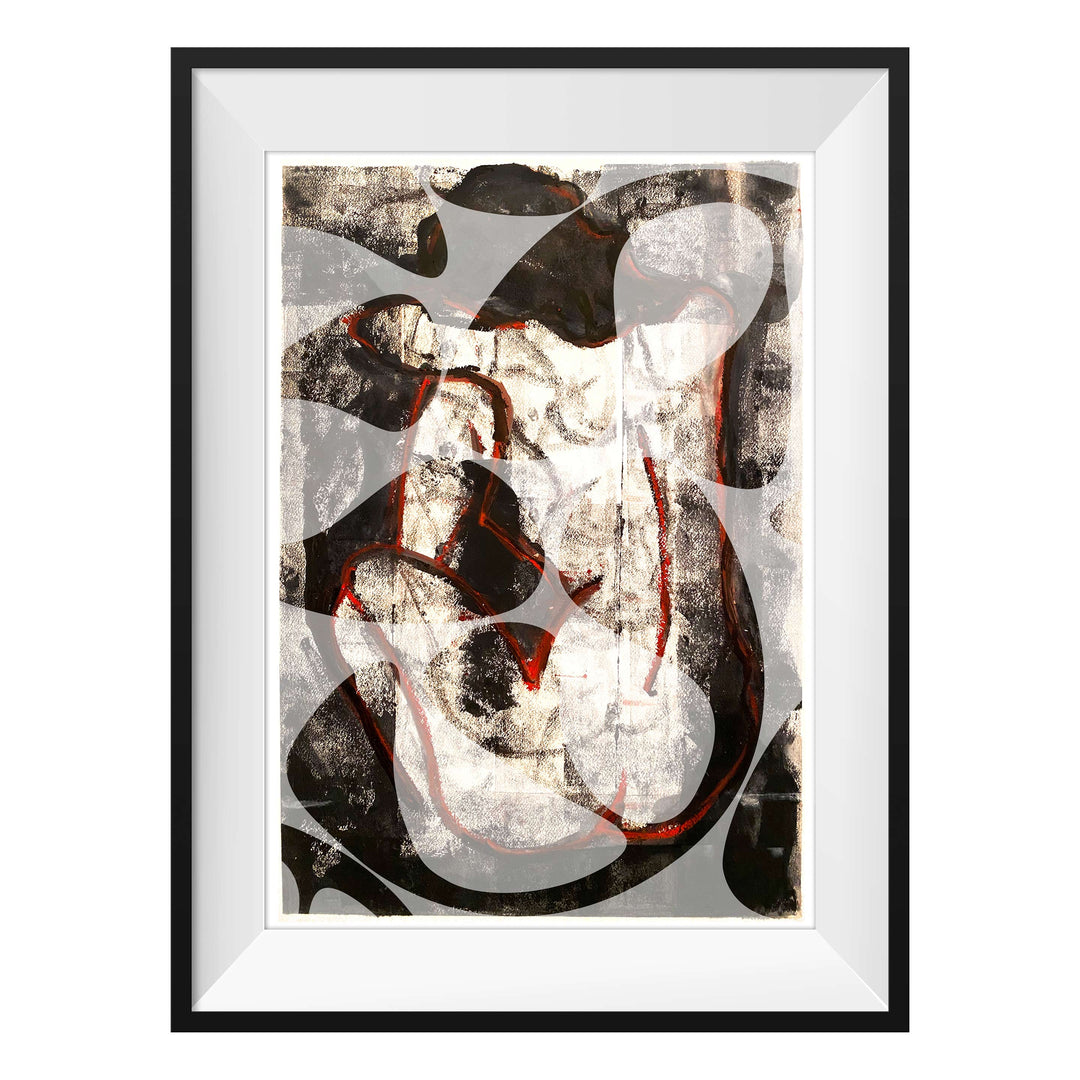 Manhattan COVID Nude No 1 V2, by Robert Santore ©2020. Framed & unframed, hand painted artist proof monoprint, watercolor and gouache on the finest archival hot press cotton rag paper with hand torn edges. Available as a limited edition giclée.