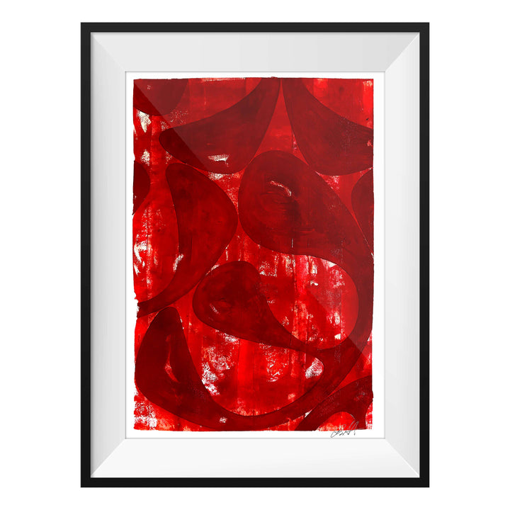 Red Rain 2020 No.1, by Robert Santore ©2020. Framed, hand painted artist proof monoprint, watercolor and gouache on the finest archival hot press cotton rag paper with hand torn edges. Available as a limited edition giclée.