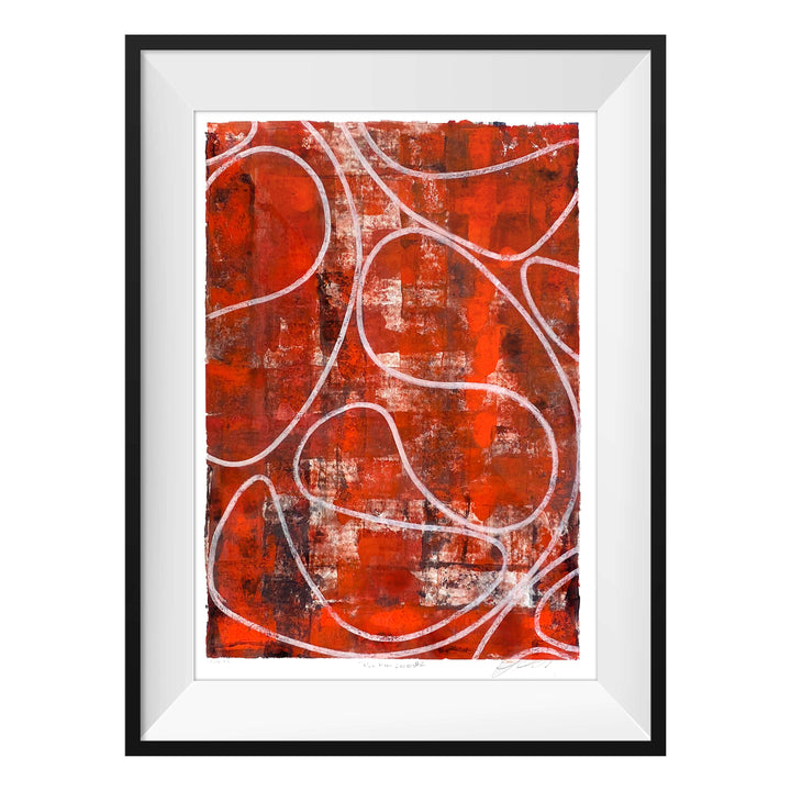 Red Rain 2020 No.3, by Robert Santore ©2020. Framed, hand painted artist proof monoprint, watercolor and gouache on the finest archival hot press cotton rag paper with hand torn edges. Available as a limited edition giclée.