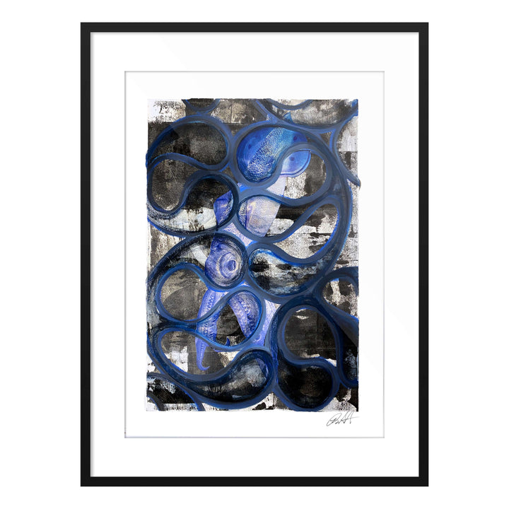 South Street Seaport Squid, by Robert Santore ©2020. Framed, hand painted artist proof monoprint, watercolor and gouache on the finest archival hot press cotton rag paper with hand torn edges. Available as a limited edition giclée.
