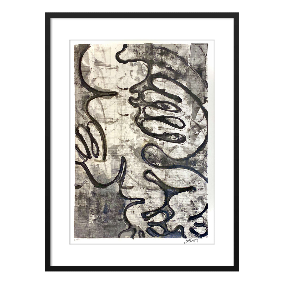 Tavarua Kava Dancer No.3, by Robert Santore ©2020. Framed, hand painted artist proof monoprint, watercolor and gouache on the finest archival hot press cotton rag paper with hand torn edges. Available as a limited edition giclée.