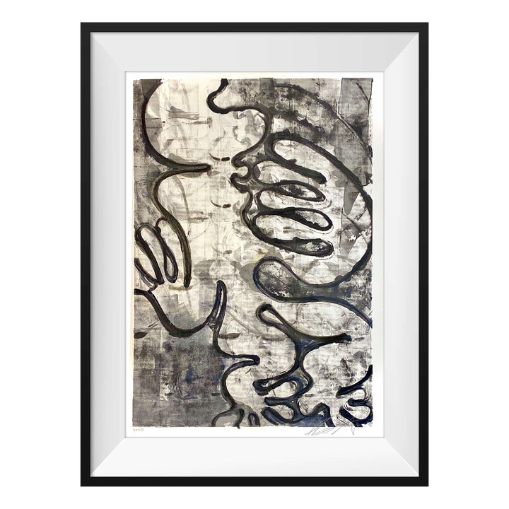 Tavarua Kava Dancer No.3, by Robert Santore ©2020. Framed, hand painted artist proof monoprint, watercolor and gouache on the finest archival hot press cotton rag paper with hand torn edges. Available as a limited edition giclée.